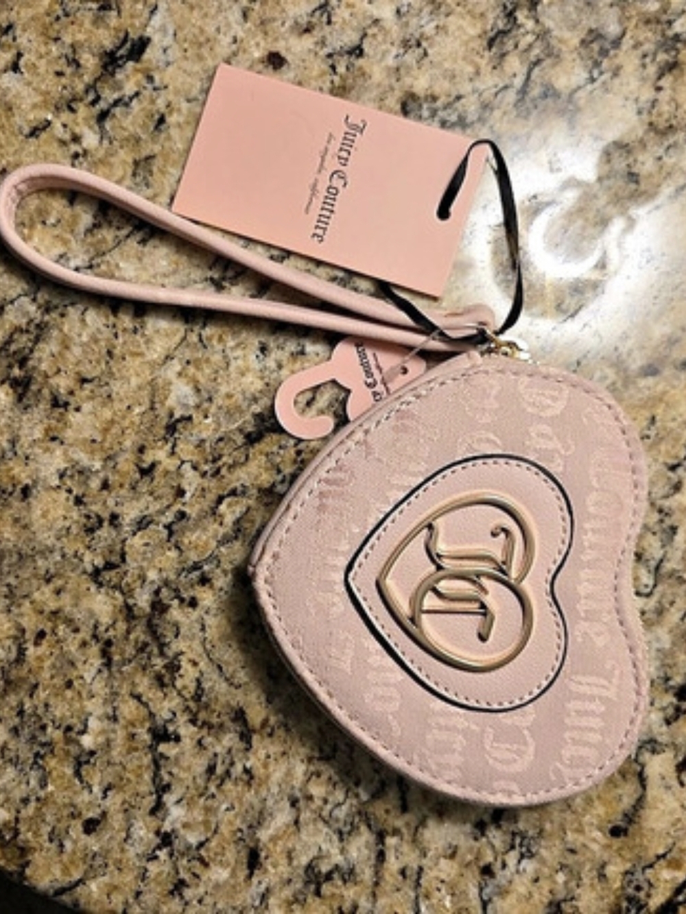 Juicy Couture Heart Wristlet Cosmetic Bag in Pink NWT